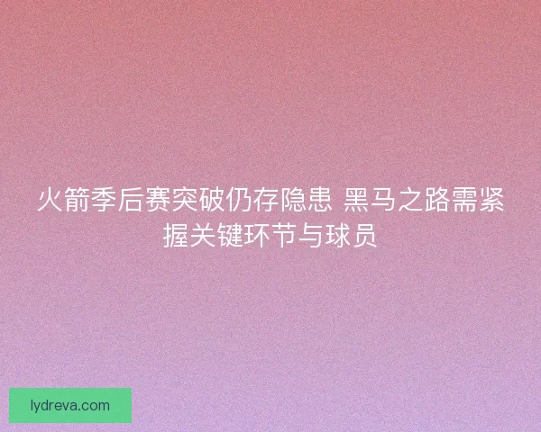 火箭季后赛突破仍存隐患 黑马之路需紧握关键环节与球员