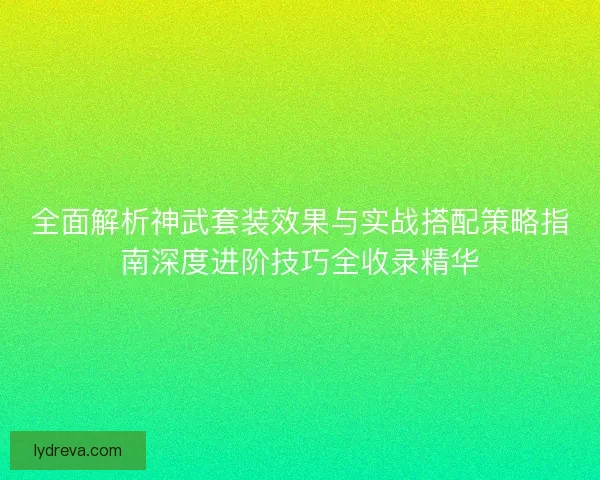全面解析神武套装效果与实战搭配策略指南深度进阶技巧全收录精华